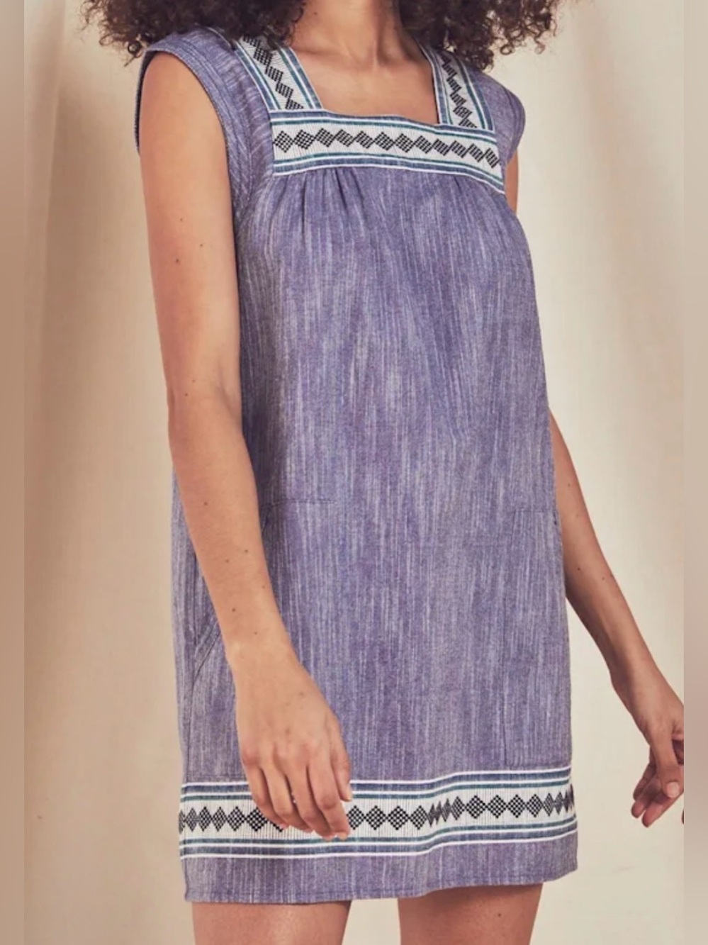 Faherty Hailee Chambray Embroidered Mini Dress